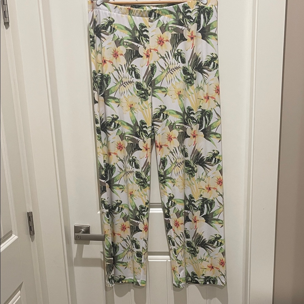 Chicos tropical palazzo pants lot and J Jill Pima ankle pants lot of 2